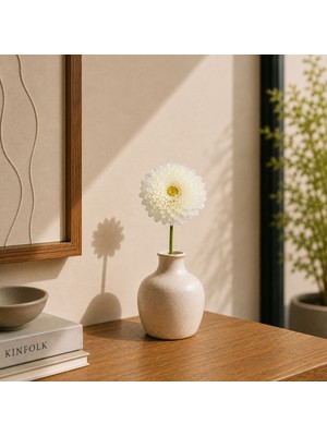Dekorsende Yapay Gerbera Çiçeği Dal Beyaz 60 cm