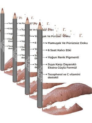 Uzun Süre Kalıcı Dağılma Yapmayan Nemlendirici Dudak Kalemi - Lipliner Pencil 06 Soft Brown (4