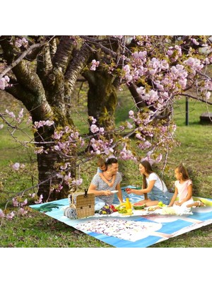 Piknik Battaniyesi, Piknik Örtüsü, Isı Izoleli Su Geçirmez Piknik Örtüsü, Taşıma Saplı P