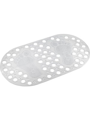 Premium Serisi Banyo - Küvet Içi Kaydırmaz Vantuzlu Ayak Desenli Paspas 66,5 x 36,5 Cm, Beyaz