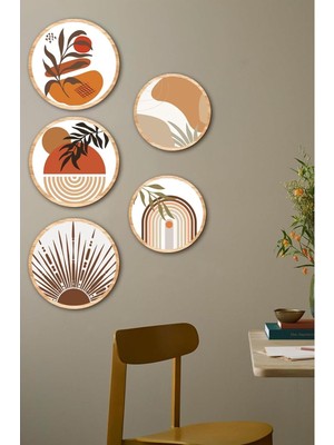 Modern Dekoratif Duvar Tablosu, 5 Parça Mdf Set, Bohem Tarzı, Çok Renkli, 50 x 70 cm