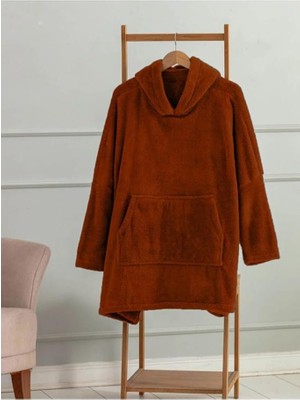 Mulberry Wellsoft Kapşonlu Giyilebilir Tv Battaniyesi Unisex Over Size - Kiremit