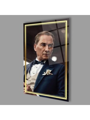 Camdan Tablo (800) Atatürk Portre Dikey Cam Tablo Hediyelik Büyük Tablo Ev Ofis Dekoru 1 110 x 70
