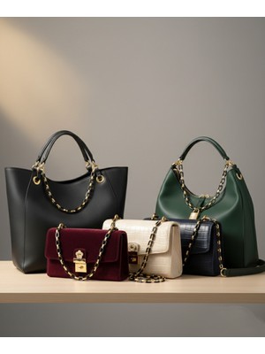 Nesgo Moda Çantalar Için Özel Tasarım: Çok Yönlü Lüks Zincir Aksesuarı Gold-Silver&siyah+2 Adet Miknatis