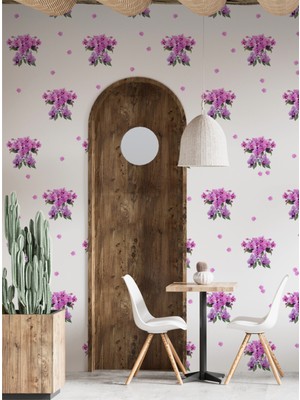 S Digital Mor Orkide Desenli Şeffaf Duvar Sticker – 120X80 cm - Salon ve Balkon Dekoru -Kendinden Yapışkanlı Pvc Folyo