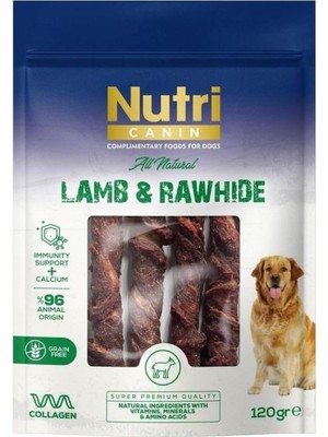 Nutri Canin Rawhide Kuzu Eti Sargılı Kemik Köpek Ödülü 120 gr
