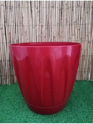Çiçek Saksısı 6 Lt, Yuvarlak, Kırmızı, Iç Mekan Dekoratif Saksı, 3 Adet