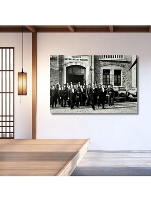 Tekli Yatay Kanvas Duvar Tablosu Tbmm ve Atatürk, 40 x 30