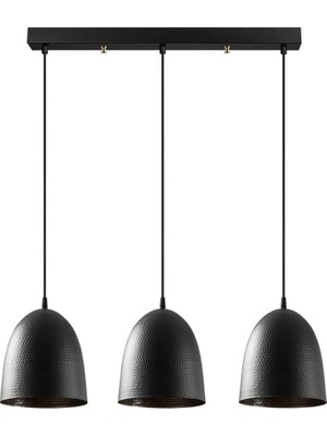 Modern Metal Gövdeli 3'lü Sarkıt Avize Mutfak ve Salon Için E27 Uyumlu, SIYAH-6173