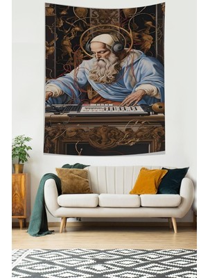 Pelangi Müzik Temalı Dj Desen Leke Tutmaz Kumaş Duvar Örtüsü Duvar Halısı Tapestry PNTR540,