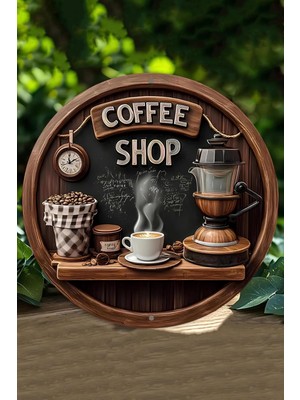 Coffee Shop Temalı Uv Baskılı 3D Gürünümlü Mdf Duvar Süsü – DT077,DT077 33 x