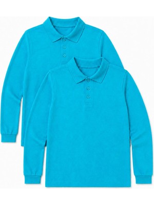 Perendi Unisex Çocuk 2'li Uzun Kollu Polo Yaka Okul Tişörtü