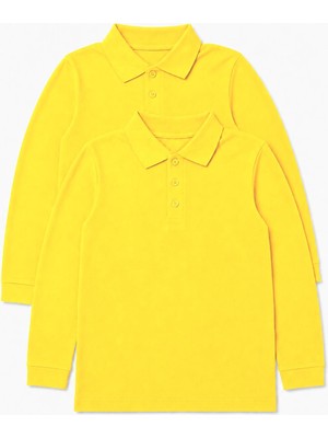 Perendi Unisex Çocuk 2'li Uzun Kollu Polo Yaka Okul Tişörtü