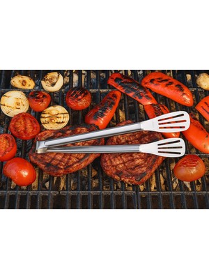 3D Sepetim Maşa Paslanmaz Barbekü Maşası - 25 cm Mutfak Ekmek Maşası