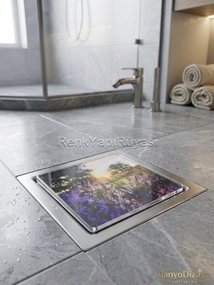 Renk Yapı Rüyası Pleksi Kaplama Akrilik Dekoratif Şık Banyo Gider Kapatıcı Süzgeç Kapağı 10*10