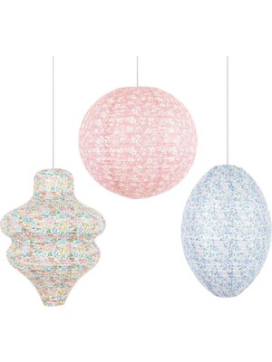 Meri Meri - Meri Meri x Liberty Pastel Floral Lanterns - Meri Meri x Liberty Pastel Çiçekli Fenerler - 3 Adet