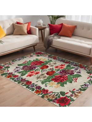 Idos Kadife Pamuk Tabanlı Yıkanabilen Kaydırmaz Antibakteriyel Salon Halısı 160X230