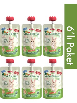 Elite Naturel 6'lı Veggie Bunny Organik Karışık Meyve ve Sebze Püresi 110 gr