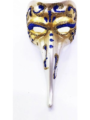 3D Sepetim Mavi Renk Işlemeli Seramik Malzemeden Imal Venedik Uzun Maske Magnet
