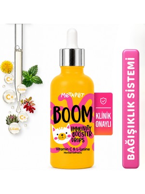 Metapet Kediler için Bağışıklık Destekleyici, L Lizin C Vitaminleri Damlası, Immune Sistemi Güçlendirici