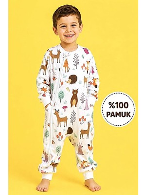 Mini Kiti Elyafsız Organik Kışlık Uzun Kol Çift Kat %100 Pamuk Pazen Tilkili Kirpili Cocuk Bebek Uyku Tulumu