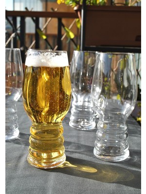 4 Adet Cam Bira Bardağı Seti 520 ml Boğumlu Kulpsuz Ayran Bardak Takımı 18 cm