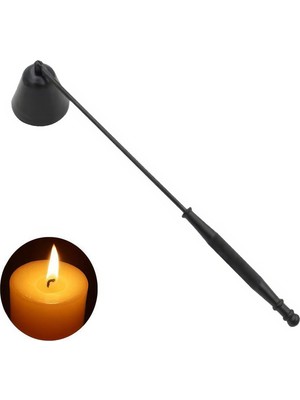 Çelik Siyah 24 cm Dekoratif Çan Dizayn Saplı Mum Söndürücü CIN818SY