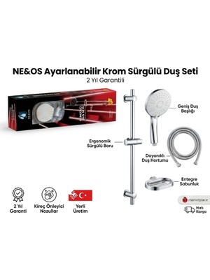 Neos Ne&os Sürgülü Duş Seti Krom Kaplama