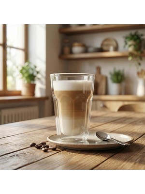 Çift Cidarlı Cam Kupa Bardak, 200ML, 250ML ve 350ML Seçenekli, Isı Yalıtımlı Borosilikat Kahv