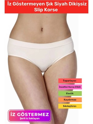 Floranova Özel Üretim Sıkılaştırıcı Toparlayıcı Iz Göstermeyen Düşük Bel Siyah Dikişsiz Slip Korse
