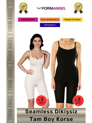 Floranova #korse Masaj Özellikli Iz Göstermeyen Kaymaz Dikişsiz Toparlayıcı Kadın Tam Boy Korse 6'lı Set