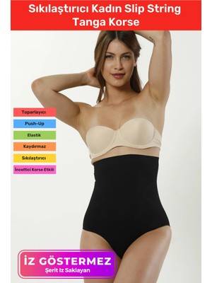 Floranova Yüksek Bel Karın Toparlayıcı Kaymaz Iz Göstermeyen Sıkılaştırıcı Kadın Slip String Tanga Korse
