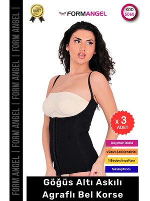 Floranova #korse Vücut Şekillendiren Toparlayıcı Kadın Göğüs Altı Askılı Agraflı Bel Korse - 3 Adet