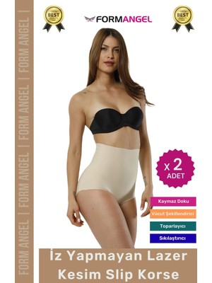 Floranova #korse 2 Beden Incelten Toparlayıcı Iz Göstermeyen Kaymaz Kadın Lazer Kesim Slip Korse - 2 Adet