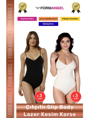 Floranova #korse Lazer Kesim Seamless Iz Göstermeyen Toparlayıcı Kaymayan Çıtçıtlı Slip Body Korse 6'lı Set