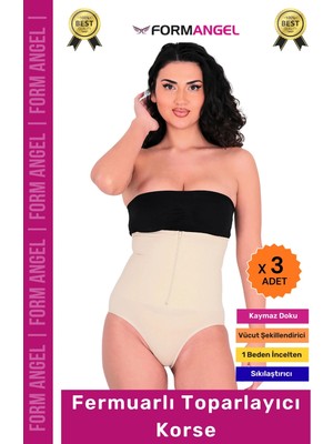 Floranova #korse Yüksek Bel Vücut Karın Mide Şekillendirici Külot Fermuarlı Toparlayıcı Slip Korse - 3 Adet