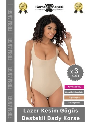Floranova #korse Kayma Önleyen 2 Beden Küçülten Iz Yapmayan Lazer Kesim Göğüs Destekli Body Korse - 3 Adet