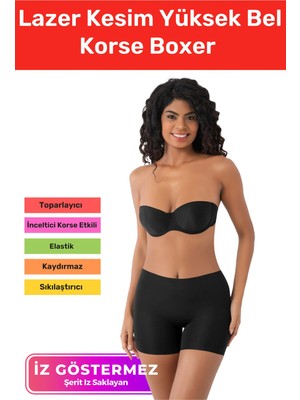 Floranova Özel Seri Iz Göstermeyen Toparlayıcı Sıkılaştırıcı Şekillendirici Lazer Kesim Yüksek Bel Korse Boxer