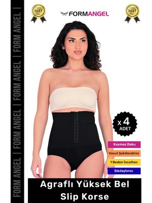 Floranova #korse Vücut Şekillendiren Toparlayıcı Kaymaz Agraflı Yüksek Bel Slip Kadın Külot Korse - 4 Adet