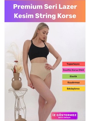 Floranova Premium Seri Sıkılaştırıcı Toparlayıcı Iz Göstermeyen Şekillendirici Kaymaz Lazer Kesim String Korse
