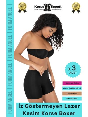 Floranova #korse Iz Göstermeyen Kaymaz Basen Toparlayıcı Şekillendiren Lazer Kesim Korse Boxer - 3 Adet