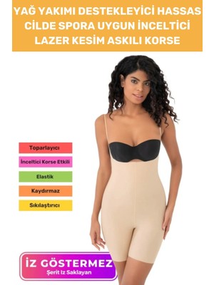 Floranova Özel Üretim Iz Bırakmayan Toparlayıcı Sıkılaştırıcı Kaymayan Rahat Lazer Kesim Tam Boy Askılı Korse