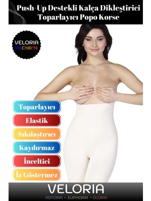 Floranova Premium Seri Yüksek Bel Iz Göstermez Kaymaz Incelten Push-Up Destekli Dikleştirici Toparlayıcı Korse