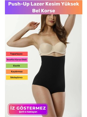Floranova Premium Seri Toparlayıcı Şekillendirici Sıkılaştırıcı Push-Up Lazer Kesim Yüksek Bel Slip Korse
