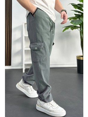 Edwox Erkek Baggy Kalıp Kargo Cepli Pantolon Açık Yeşil EDW131