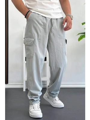 Edwox Erkek Baggy Kalıp Kargo Cepli Pantolon Gri EDW131
