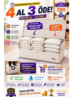 Empressco Dayanıklı Yorgan Döşek Hurcu 100X60X60CM Üstten Komple Fermuarlı 180 kg Taşımakapasiteli Esnek Kalın