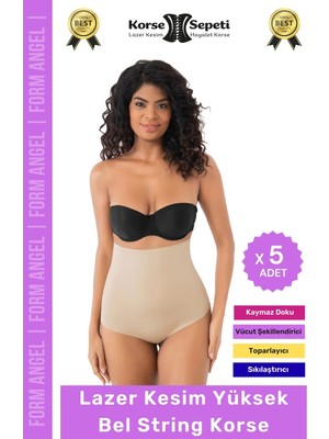 Floranova #korse 2 Beden Küçülten Iz Yapmayan Göstermeyen Lazer Kesim Yüksek Bel String Korse - 5 Adet
