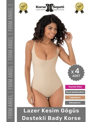 Floranova #korse Kayma Önleyen 2 Beden Küçülten Iz Yapmayan Lazer Kesim Göğüs Destekli Body Korse - 4 Adet