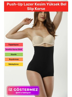 Floranova Iz Göstermeyen Toparlayıcı Şekillendirici Sıkılaştırıcı Push-Up Lazer Kesim Yüksek Bel Slip Korse